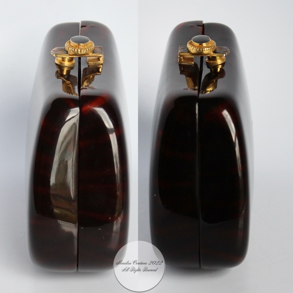 Saks Fifth Avenue Evening Bag Minaudière Clutch or Crossbody Polished Resin Rare - Picture 7 of 13